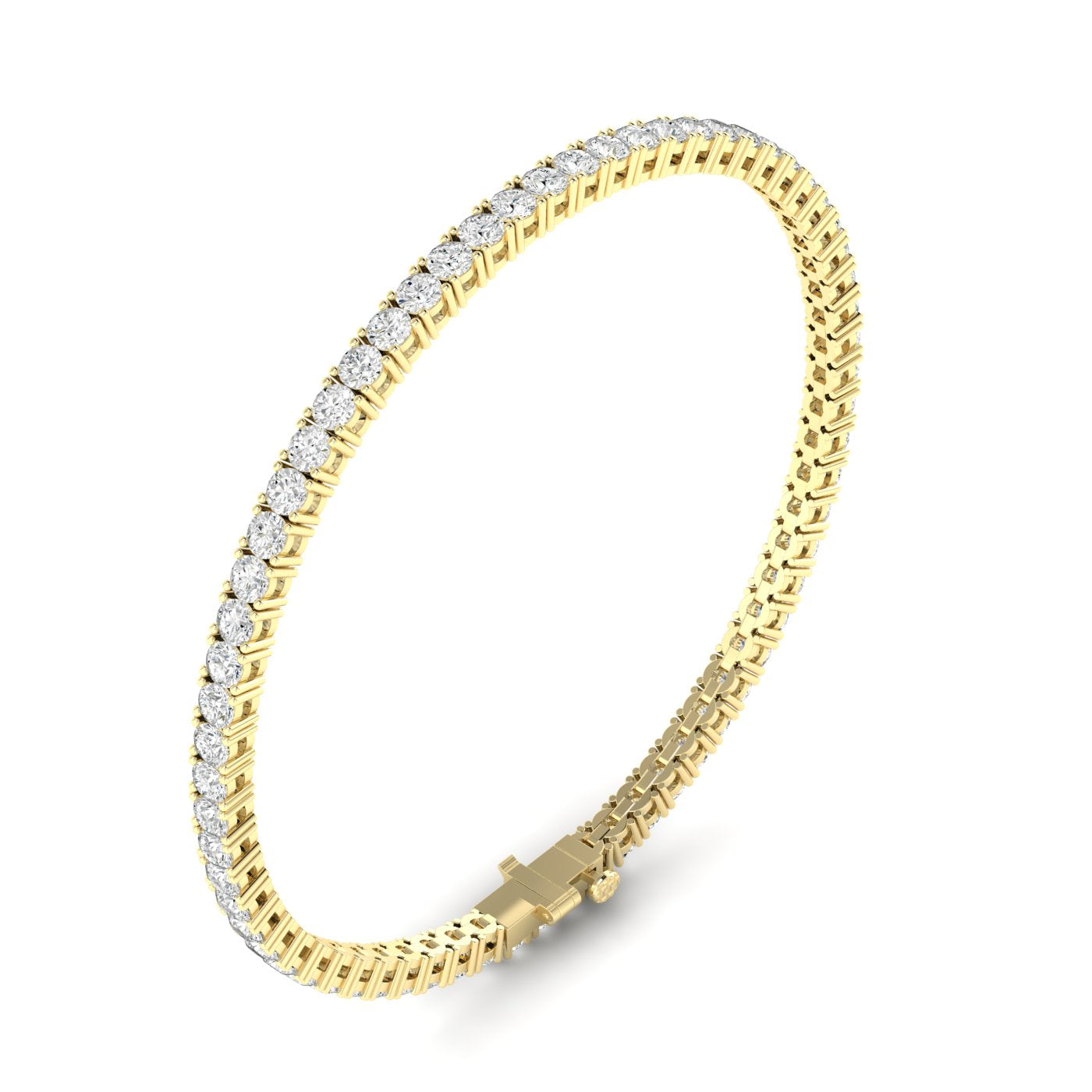 14k Yellow Gold 7" 3.00ctw Lab Grown Diamond Tennis Bracelet