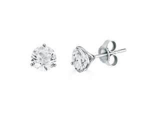 14k White Gold 7.11ctw Diamond 4-Prong Stud Earrings