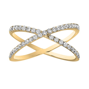 18k Yellow Gold .43ctw Diamond "X" Ring