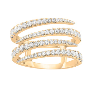 18k Yellow Gold .83ctw diamond double bypass ring